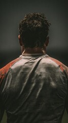 Man's back, sports attire, focused