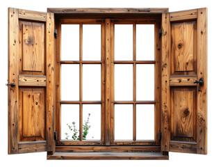 Obraz premium Aged wooden window with shutters open