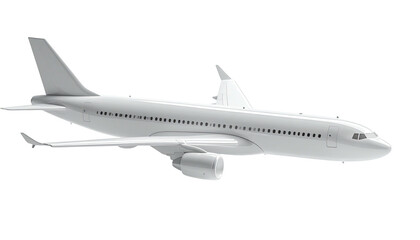 Fototapeta premium A white passenger jet, side profile, wings, tail fin, and fuselage detailed on black