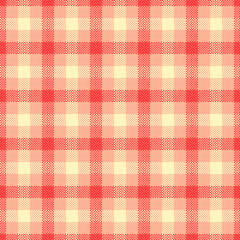 Retro pixelated plaid pattern, seamless. Red and cream checkered design, great for textiles, backgrounds, or digital art. Classic, cozy, and adaptable.