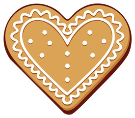 Gingerbread heart cookie with white icing decoration sweet treat for holiday celebration