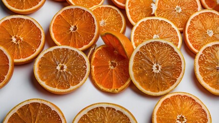Slice of Oranges on White Background