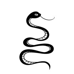 Obraz premium Coral Snake. Coral Snake simple black and white line art vector logo