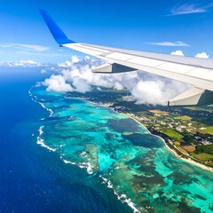 Obraz premium Aerial view of coastline and ocean
