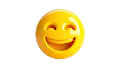 Shiny 3D rendering of a smiling, happy face, isolated on a black background