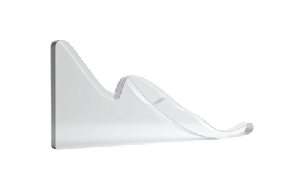 A white curved object of varying heights with a smooth, glossy surface on black