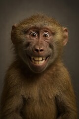 Fototapeta premium Smiling baboon portrait photograph.