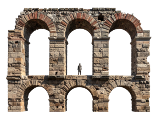 Ancient stone archway facade with multiple openings