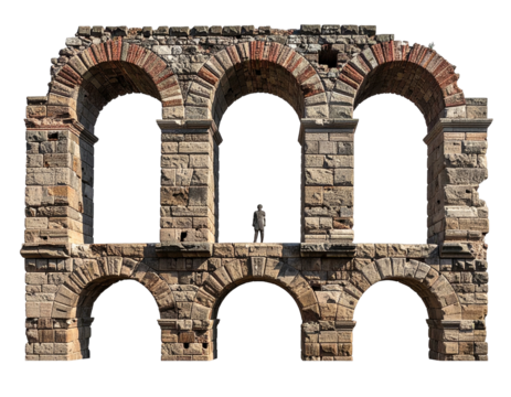 Ancient stone archway facade with multiple openings