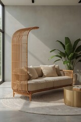 Bamboo Canopy Sofa Serene Indoor Oasis with Modern Design and Natural Light