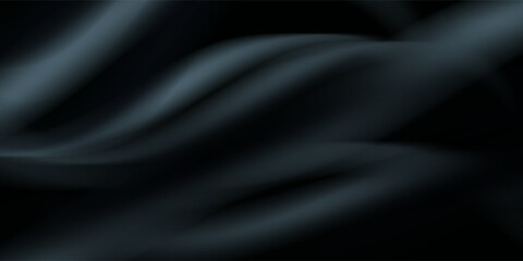  Luxurious background Black wavy fabric draped silky textile Decoration poster, banner Template Design