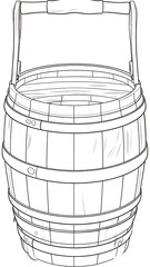 Line drawing of a wooden pail with a handle
