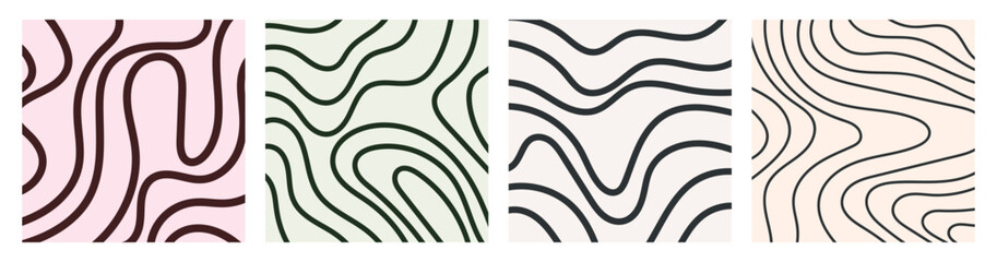Abstract wavy lines background. Curved lines pattern design. Fluid organic shapes. Vector illustration