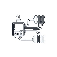 Obraz premium Heating system vector icon of boiler connected to radiators, modern design