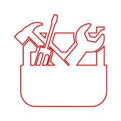 Portable Toolbox Outline Icon - Repair, Construction, Equipment, and DIY Storage Line Art Vector	