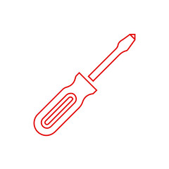 Handheld Screwdriver Outline Icon - Repair, Tool, Fastener, and Workshop Equipment Line Art Vector	
