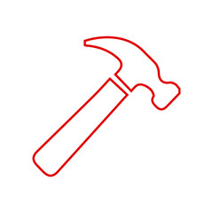 Classic Claw Hammer Outline Icon - Construction, Nail Driving, Tool, and Carpentry Line Art Vector	