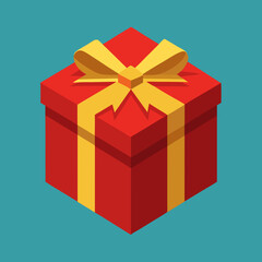 Obraz premium Red Gift Box With Yellow Ribbon Isometric View present