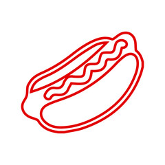 American Hot Dog Outline Icon - Fast Food, Street Food, and Sausage Sandwich Line Art Vector	