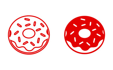 Sweet Donut or Doughnut Outline Icon - Pastry, Dessert, and Snack Line Art Vector	