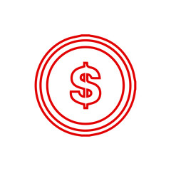 US Dollar Coin Outline Icon - Currency, Finance, and Payment Line Art Vector	