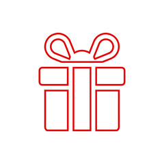 Holiday Gift Box Outline Icon - Present, Celebration, and Christmas Line Art Vector	