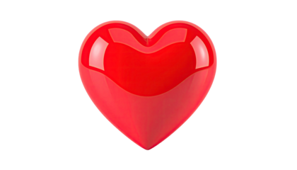 A shiny, glossy red heart against a black background, a simple illustration