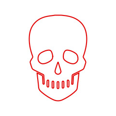 Human Skull Outline Icon - Danger, Death, Halloween, and Medical Line Art Vector	