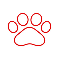 Pet Dog Paw Print Outline Icon - Animal, Footprint, and Veterinary Line Art Vector	
