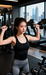 Fototapeta premium young woman working out in gym