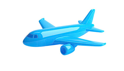 Obraz premium Glossy, turquoise toy airplane with simple design, set against a black backdrop