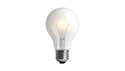 A lit incandescent bulb with a glowing filament, isolated on a black background