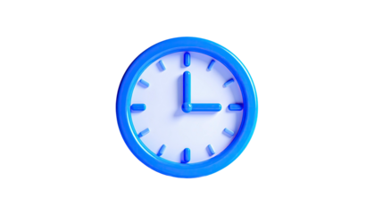 A 3D rendering of a blue clock face against a black background, showing 300