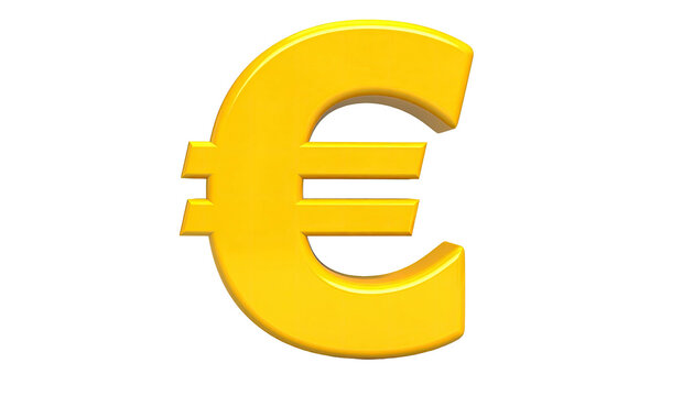 A bright yellow, metallic symbol of the European monetary unit against black