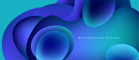 Abstract fluid shapes, vibrant blues, turquoise hues create dynamic background. Modern design, smooth gradients offer visual interest.