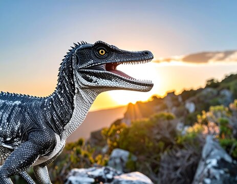 Dinosaur at sunset