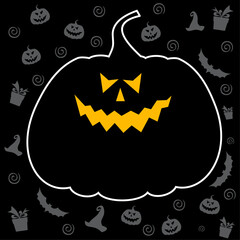 Halloween card with pumpkin. Perfect for scrapbooking, kids, stationary, Halloween, clothing, accessories and home decor projects. vector Illustration