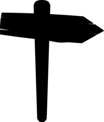 Illustration of wooden signpost with directional arrows silhouette. Clean black outline ideal for logos, stencils, icon design, and navigation-themed graphics. © AnnaPa