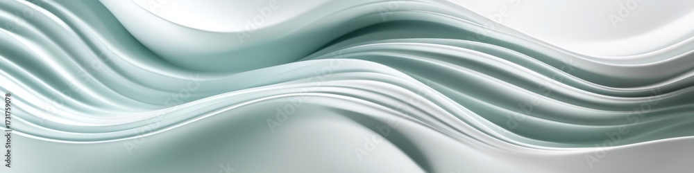 Wall mural elegant minimalist backdrop featuring gentle teal and mint colors with soft waving forms in 3d style