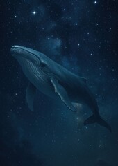 Fototapeta premium Majestic whale under starlit sky.