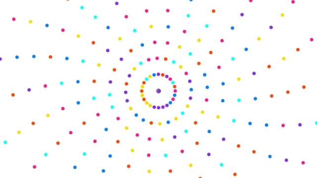 Animated Increasing Colorful Dots Circles From the Center on White Background, Vector Illustration 4k Stock Video