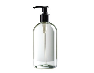 Clear glass pump bottle with liquid