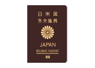 パスポート 日本の外交旅券のイラスト 茶色 
