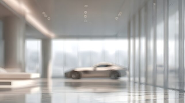 Luxury car interior blurred panoramic AR workspace floating across lounge walls - Powered by Adobe
