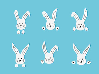 Set of cute bunnies. Vector illustration of cartoon animals.
