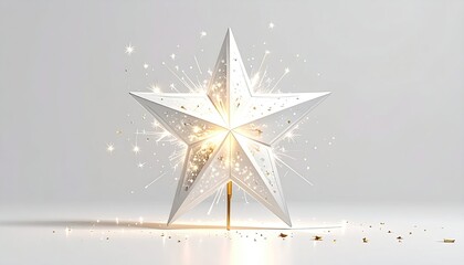 White star with golden sparks