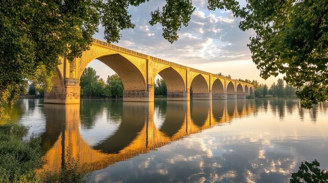 Serenity Above the Zayanderud River with Sio-se-pol Bridge in Isfahan, Iran, a Historical Marvel