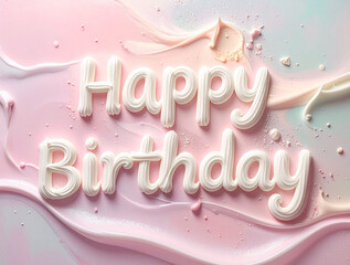 ホイップクリームでポップなHappy Birthday（生成AI　Generated Image）