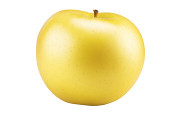 A yellow apple with a stem