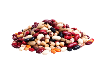 Diverse variety of colorful beans and legumes on display